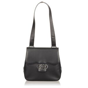 Ferragamo double gancini shoulder bag black
